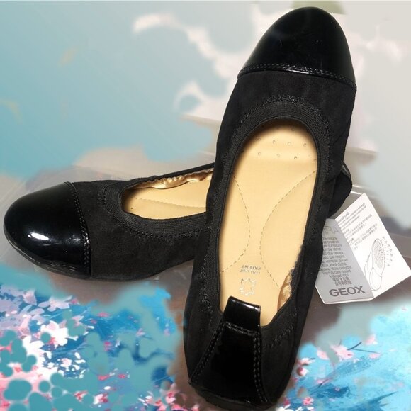 GEOX RESPIRA Italian Patent Leather Cap Toe Ballet Flat Shoe Sz 7 (37) NEW w Tag - Picture 5 of 6
